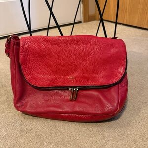 Fossil Red Leather Crossbody Bag
